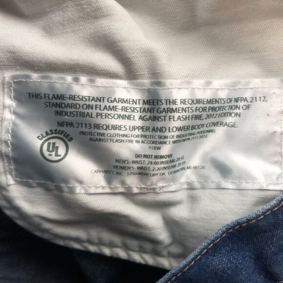 Carhartt Mens Cat 2 Work Jeans Size 38x30 Relaxed Flame Resistant Workwear 2112 - Picture 14 of 16